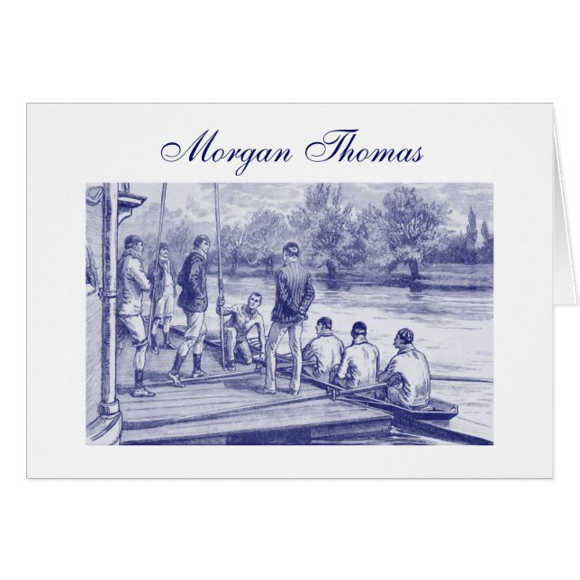 Vintage Crew Rowers in boat at the dock (Front Horizontal)