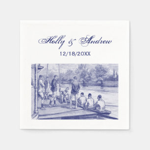 Vintage Crew Rowers in boat at the dock Napkin