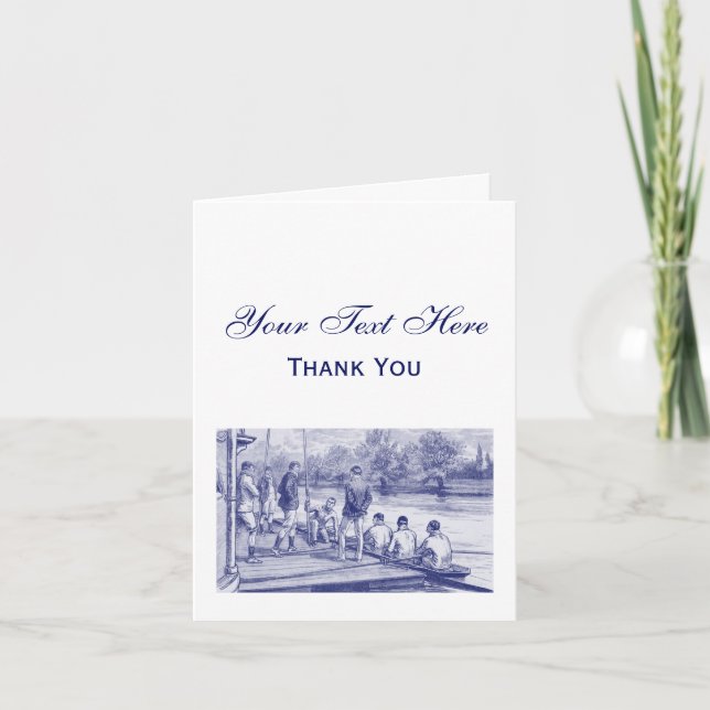 Vintage Crew Rowers in boat at the dock Thank You Card (Front)