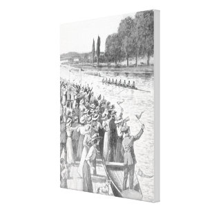 Vintage Crew Rowers Race With Many Spectators Canv Canvas Print