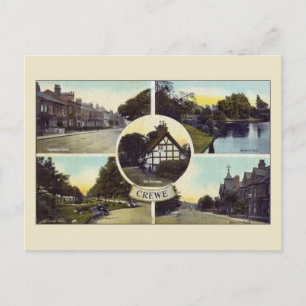 Vintage Crewe Cheshire multiview Postcard