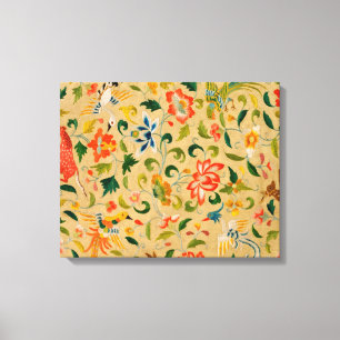 Vintage Crewel Animal Embroidery: Antique Tapestry Canvas Print