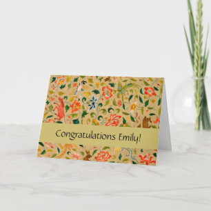 Vintage Crewel Animal Embroidery: Antique Tapestry Card