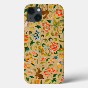 Vintage Crewel Animal Embroidery: Antique Tapestry iPhone 13 Case