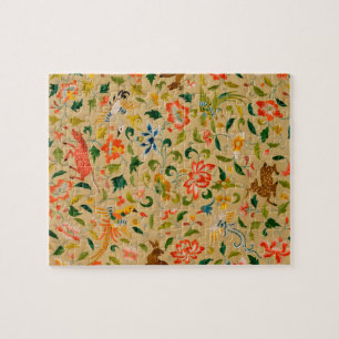 Vintage Crewel Animal Embroidery: Antique Tapestry Jigsaw Puzzle