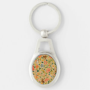 Vintage Crewel Animal Embroidery: Antique Tapestry Key Ring