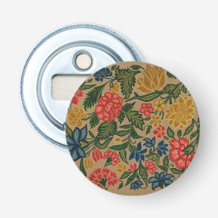 Vintage Crewel Floral Embroidery Pattern Bottle Opener