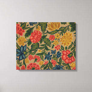 Vintage Crewel Floral Embroidery Pattern Canvas Print