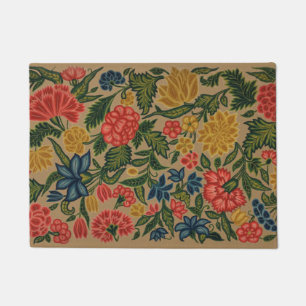 Vintage Crewel Floral Embroidery Pattern Doormat