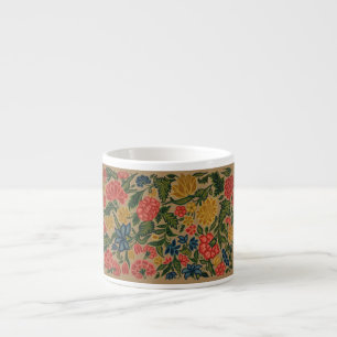 Vintage Crewel Floral Embroidery Pattern Espresso Cup
