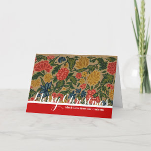 Vintage Crewel Floral Embroidery Pattern Holiday Card