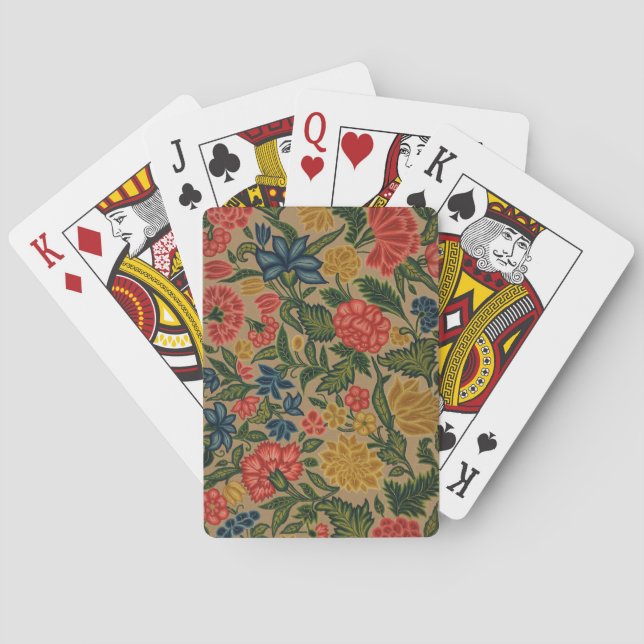Vintage Crewel Floral Embroidery Pattern Playing Cards (Back)
