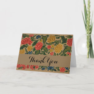 Vintage Crewel Floral Embroidery Pattern Thank You Card