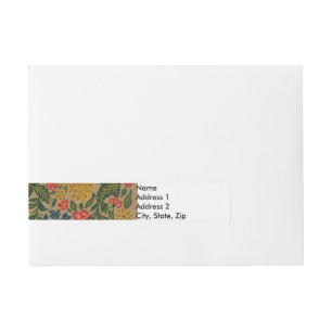 Vintage Crewel Floral Embroidery Pattern Wraparound Address Label