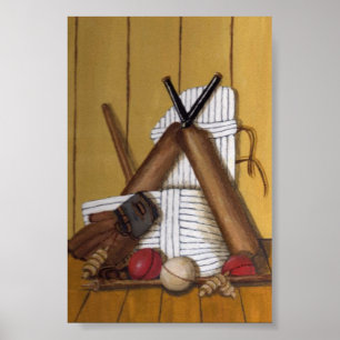 Vintage Cricket Still Life Print
