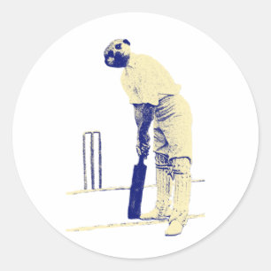 vintage cricketing meerkat. classic round sticker