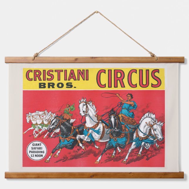 Vintage Cristiani Brothers Circus Poster Hanging Tapestry (Front)