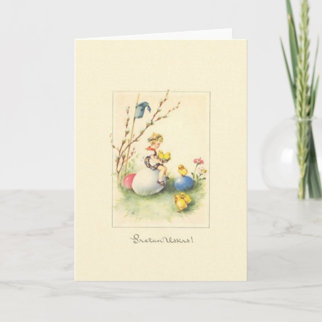 Vintage Croatian Sretan Uskrs Easter Greeting Card (Front)