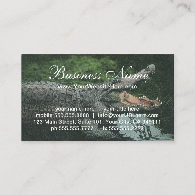 Vintage Crocodile Reptiles, Marine Animal Life Business Card (Front)