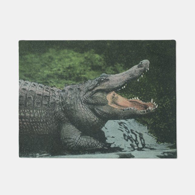 Vintage Crocodile Reptiles, Marine Animal Life Doormat (Front)