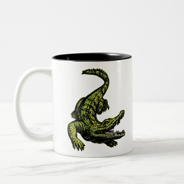 Vintage Crocodile Two-Tone Coffee Mug (Left)