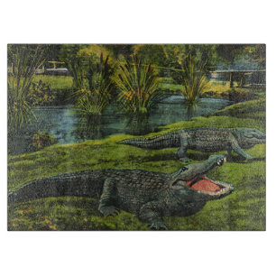 Vintage Crocodiles, Marine Life Reptiles Animals Cutting Board