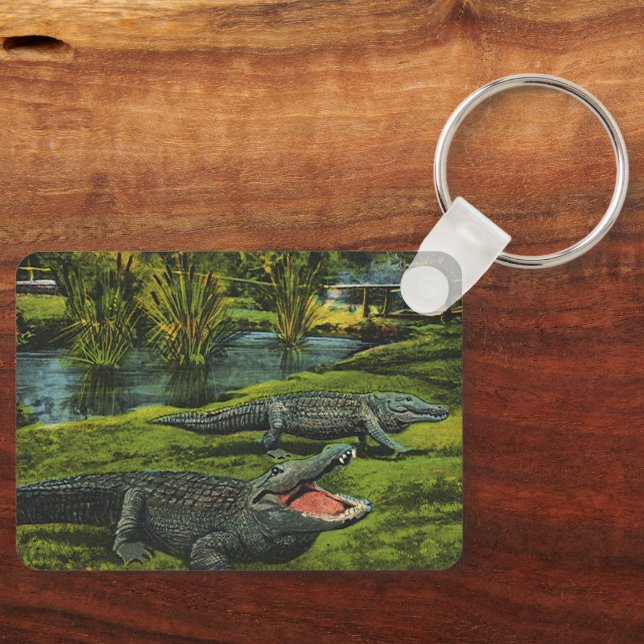 Vintage Crocodiles, Marine Life Reptiles Animals Key Ring (Front)