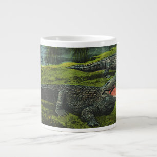 Vintage Crocodiles, Marine Life Reptiles Animals Large Coffee Mug