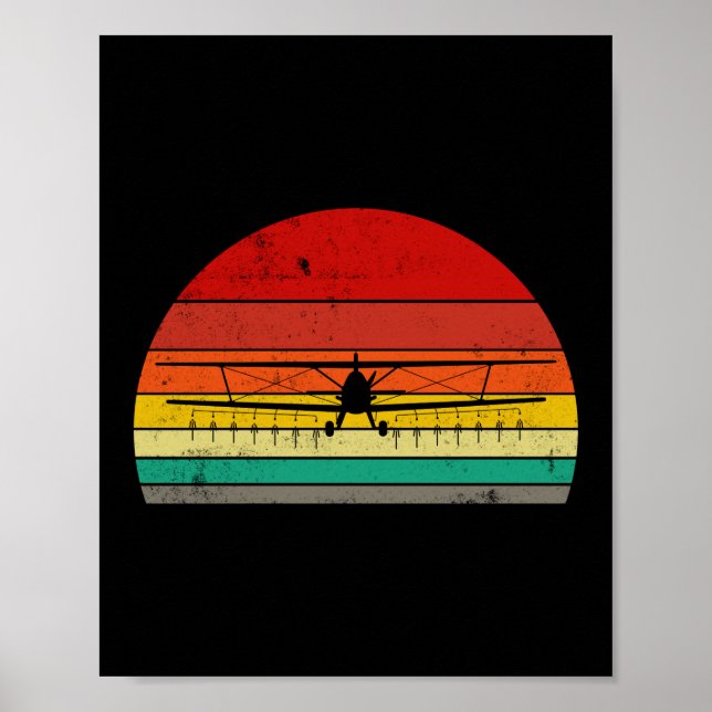 Vintage Crop Duster Retro Sunset AG Pilot Poster (Front)