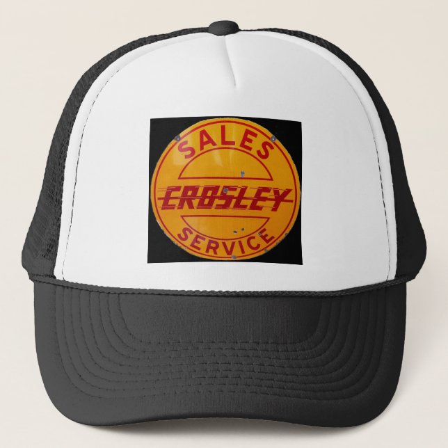 vintage crosley sales and service sign trucker hat (Front)