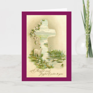 Vintage Cross And Lamb Easter Card