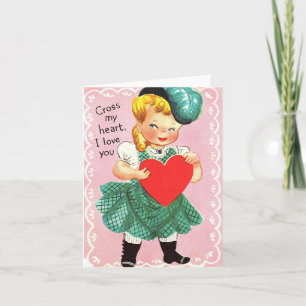 Vintage Cross My Heart Valentine Card