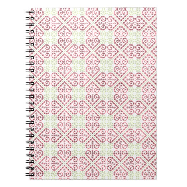 Vintage Cross stitch embroidery hearts pattern Notebook (Front)