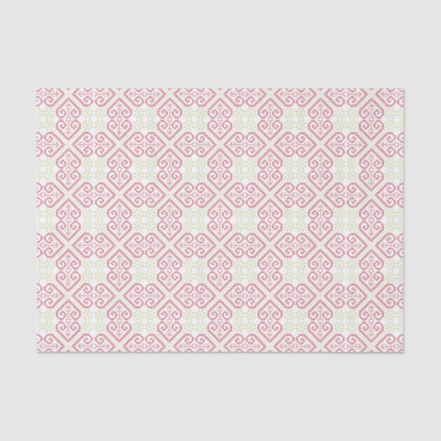 Vintage Cross stitch embroidery hearts pattern Tissue Paper (Front)