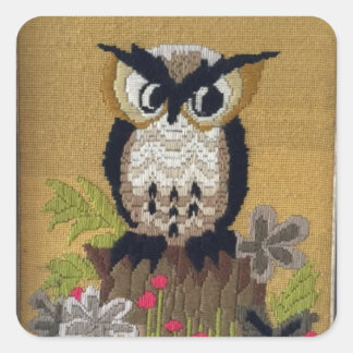 Vintage Cross Stitch Owl 1970s Stickers