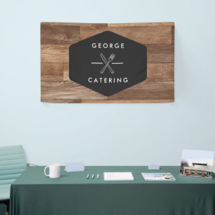 Vintage Crossed Fork Knife Logo Catering Business Banner