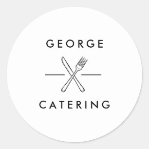 Vintage Crossed Fork Knife Logo Catering Business Classic Round Sticker