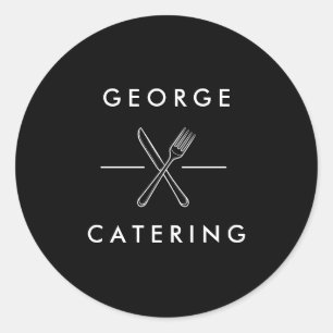 Vintage Crossed Fork Knife Logo Catering Business Classic Round Sticker