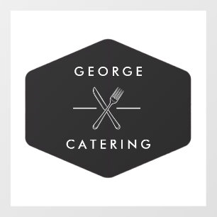 Vintage Crossed Fork Knife Logo Catering Business  Window Cling