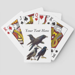 Vintage Crow and Raven Collage, Black Birds Playing Cards