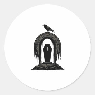 Vintage Crow Cemetery Grave Silhouette Shirt Desig Classic Round Sticker
