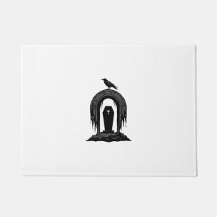 Vintage Crow Cemetery Grave Silhouette Shirt Desig Doormat