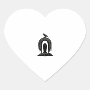 Vintage Crow Cemetery Grave Silhouette Shirt Desig Heart Sticker