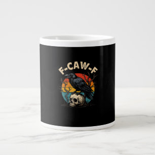 Vintage Crow F-Caw-F Raven Bird Humor Meme Funny Large Coffee Mug