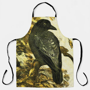Vintage Crow Perched on a branch Theo van Hoytema Apron