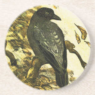 Vintage Crow Perched on a branch Theo van Hoytema Coaster