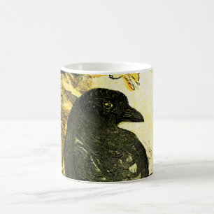 Vintage Crow Perched on a branch Theo van Hoytema Coffee Mug