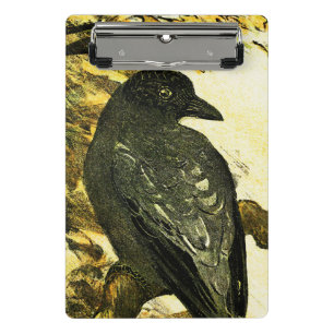 Vintage Crow Perched on a branch Theo van Hoytema Mini Clipboard