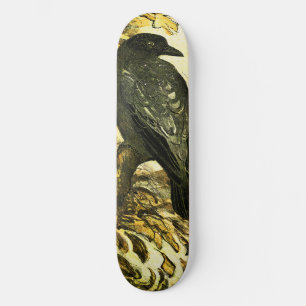 Vintage Crow Perched on a branch Theo van Hoytema Skateboard
