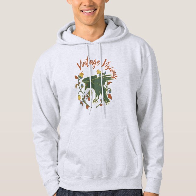 Vintage Crow Visions Men's Hoodie Sweatshirt (Front)